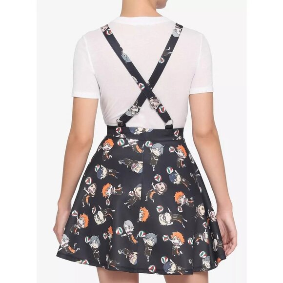 Size 3X 22 24 Haikyu!! Chibi Characters Suspender Skirt w/Pockets Hot Topic Plus - Picture 3 of 7